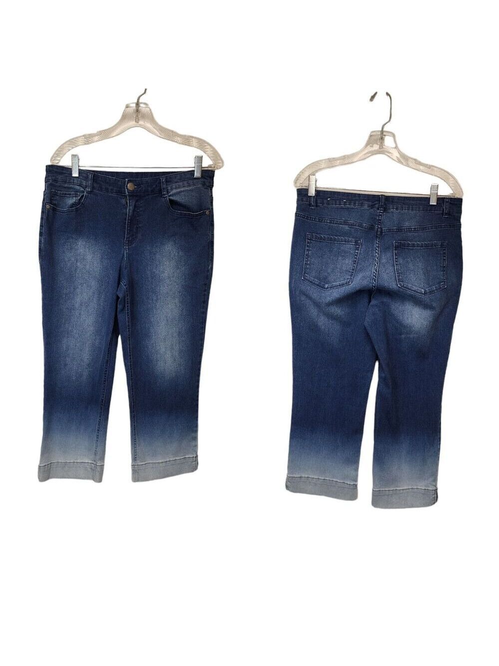 Christopher & Banks Size 8 Ombre Capri Jeans Stretch Modern Denim Soft